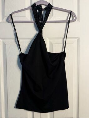 Beaded Ann Taylor silk blend halter top size large